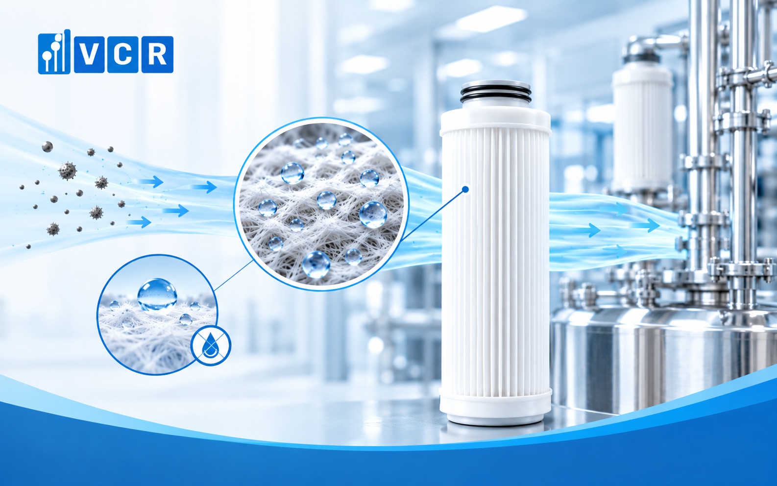 PTFE kỵ nước cho dòng khí và thông khí vô trùng
